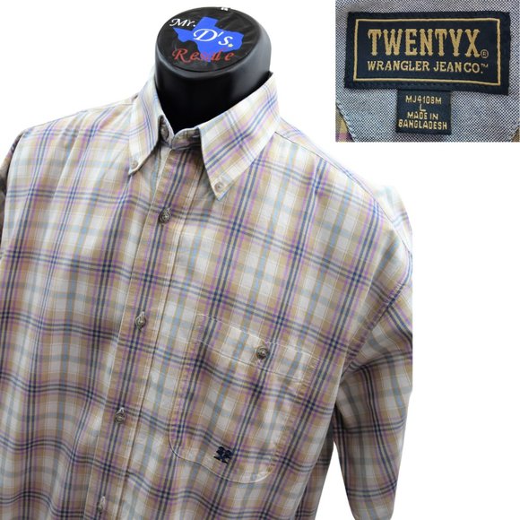 Twenty X Wrangler Jean Co. L Brown Purple Plaid - Picture 2 of 4